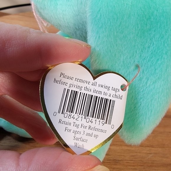 Vintage NWT Beanie Babies Hippity Green Bunny Plush 1996 P.V.C. Pellets 6-1-96 - Picture 13 of 16